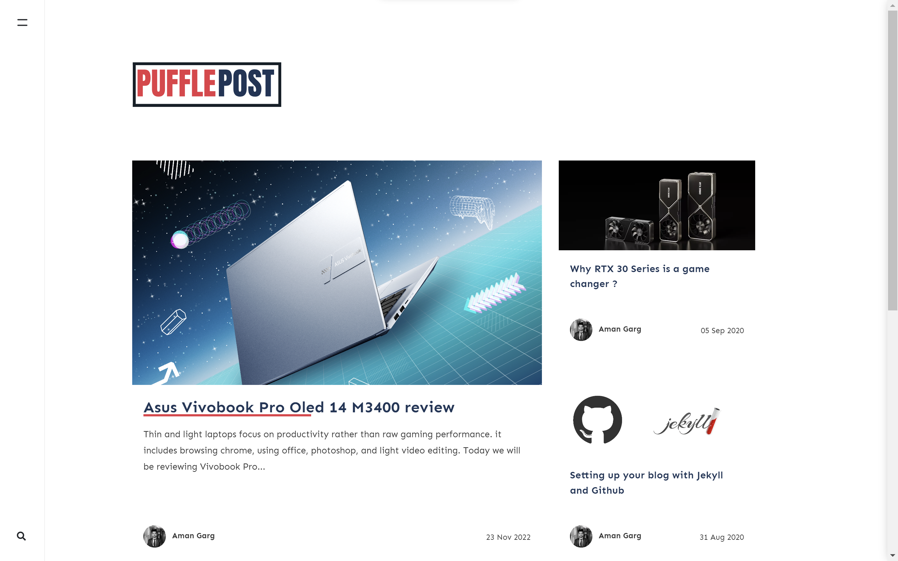 Pufflepost, a minimalist modern blog for the modern times